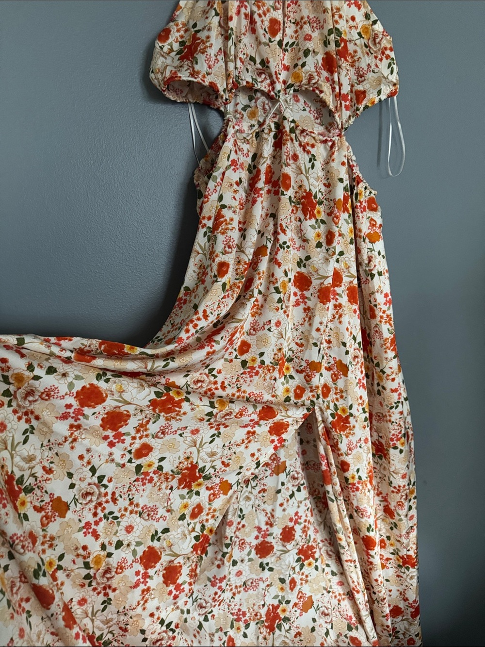 HYFVE Floral Halter Maxi Dress in Ivory and Orange - Picture 6 of 8